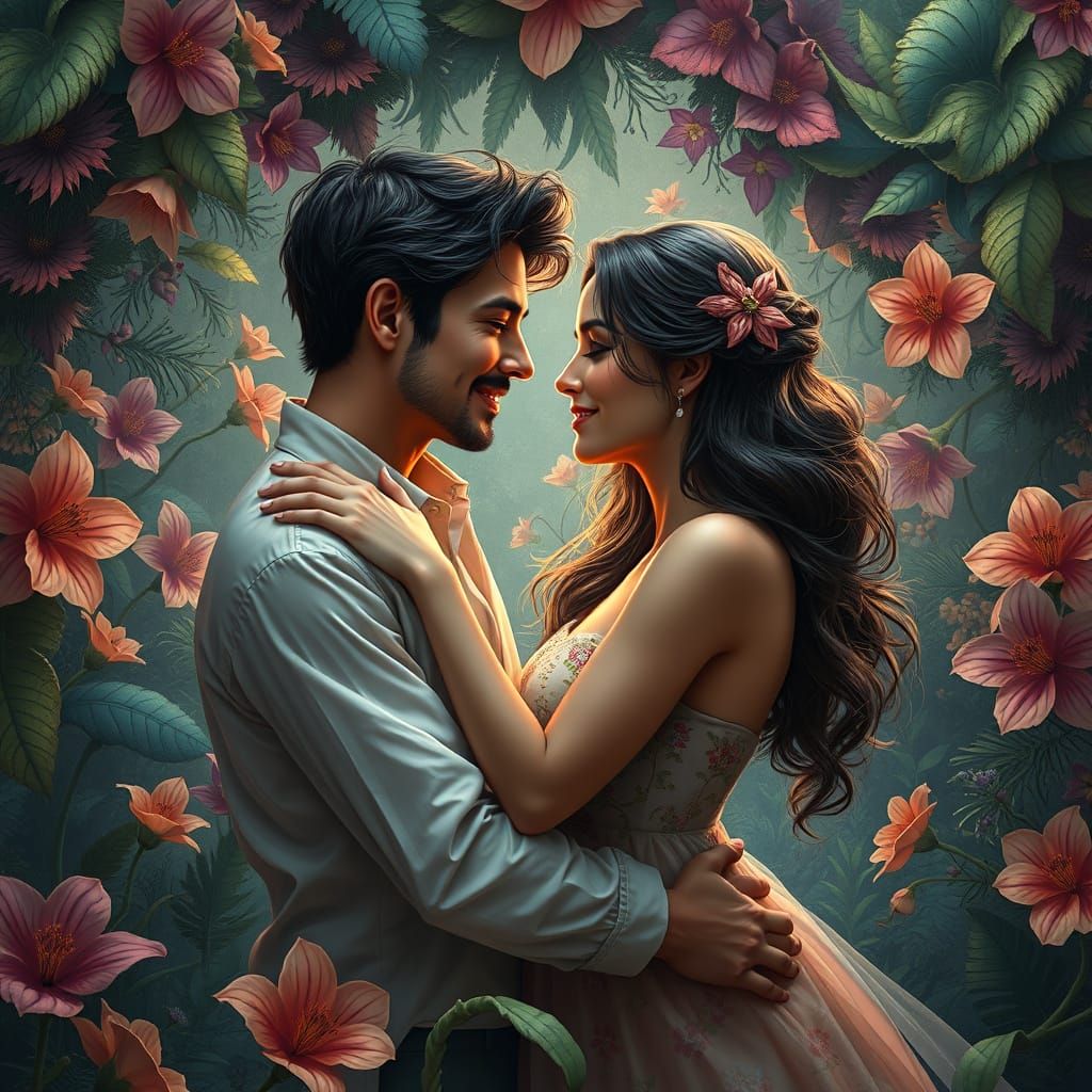 Enchanted Embrace: A Matte Painting of Love