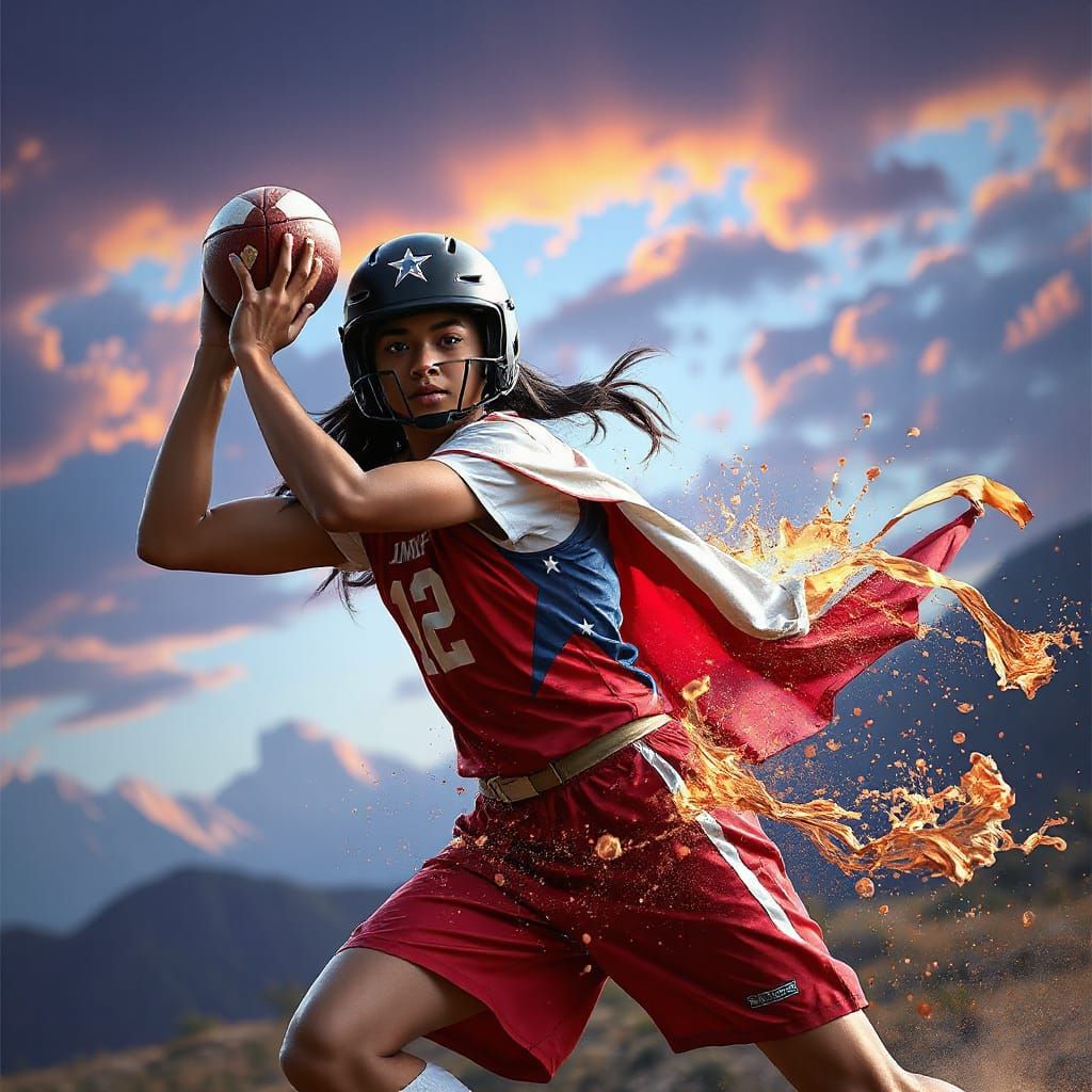 Surreal Flag Football Stadium in Deep, Fantastical Detail