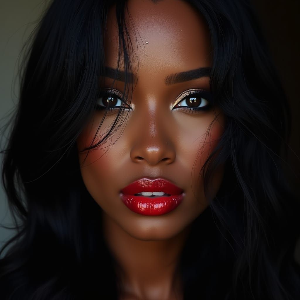 Beautiful Black Warrior Goddess Portrait in Vogue Style