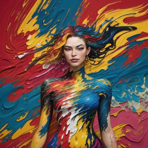 Abstract Expressionist Woman's Body in Vibrant Colors