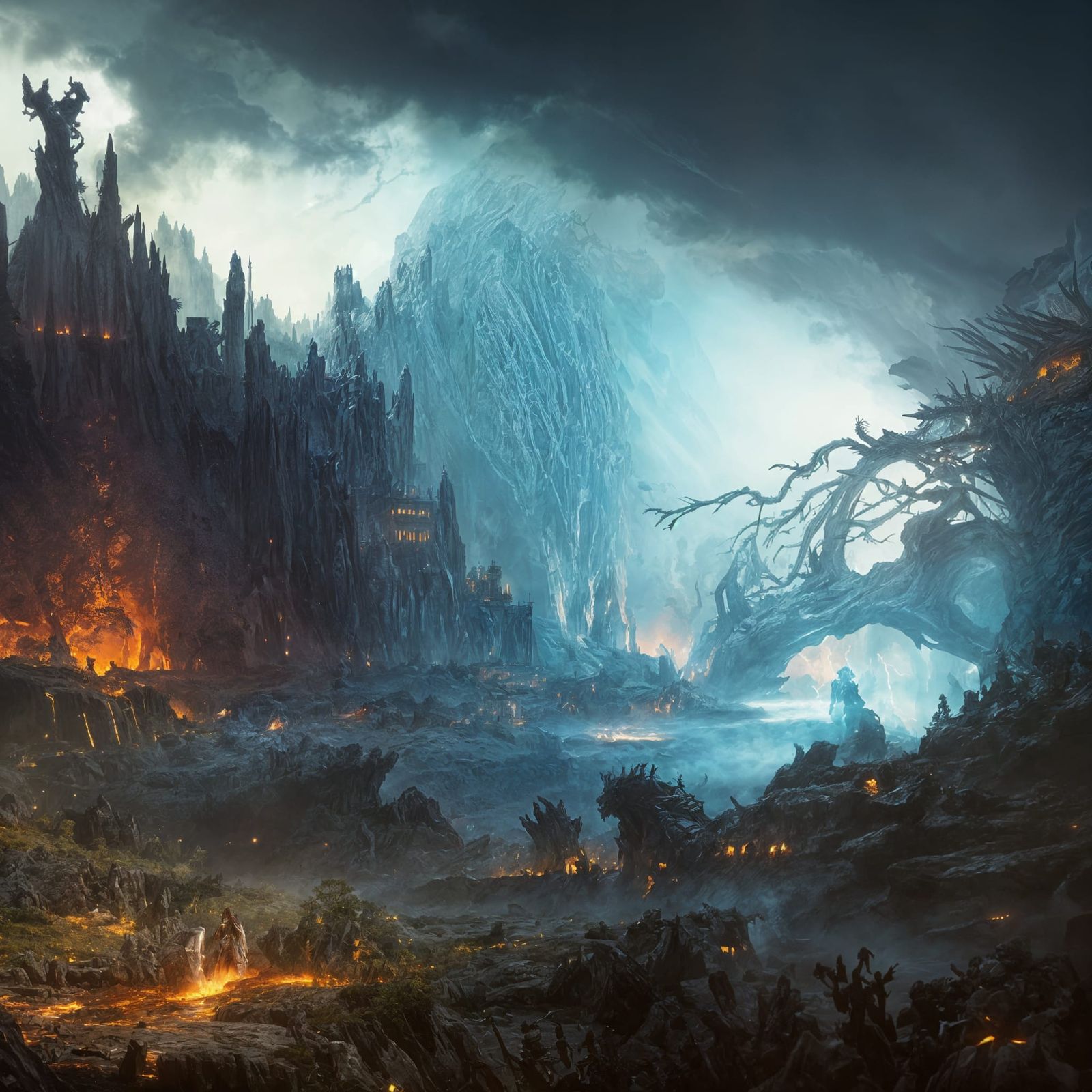 Epic Dragon Battle with Lightning in Dark Fantasy Art