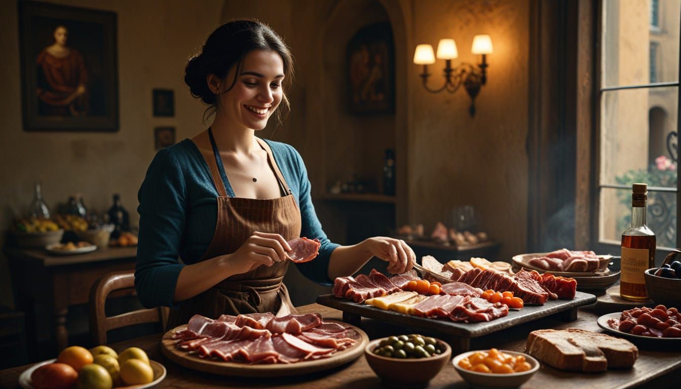 Elegant Italian Charcuterie in Warm Golden Light