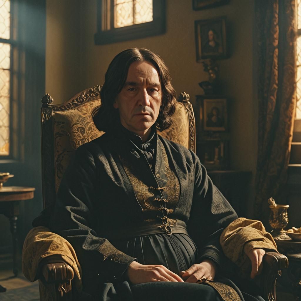 Pregnant Snape in Armchair: Vermeer-Inspired Portrait