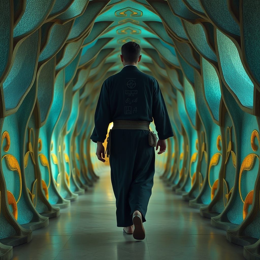 Sacred Energy Corridor with Fractal Glyphs