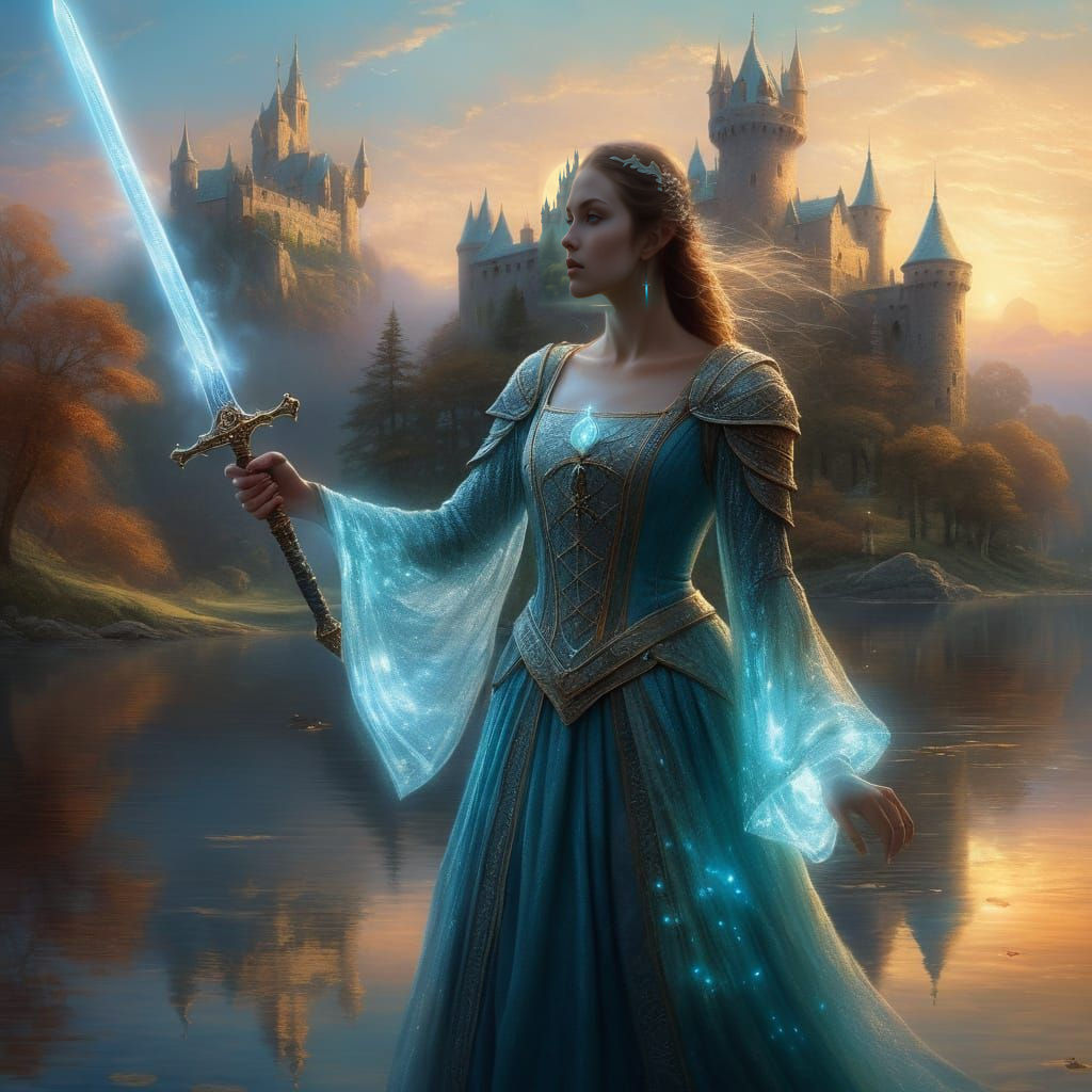 Lady of the Lake in Avalon Fantasy Landscape
