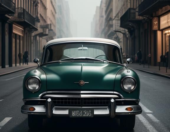 Classic Car Portrait in Modern City, 8K