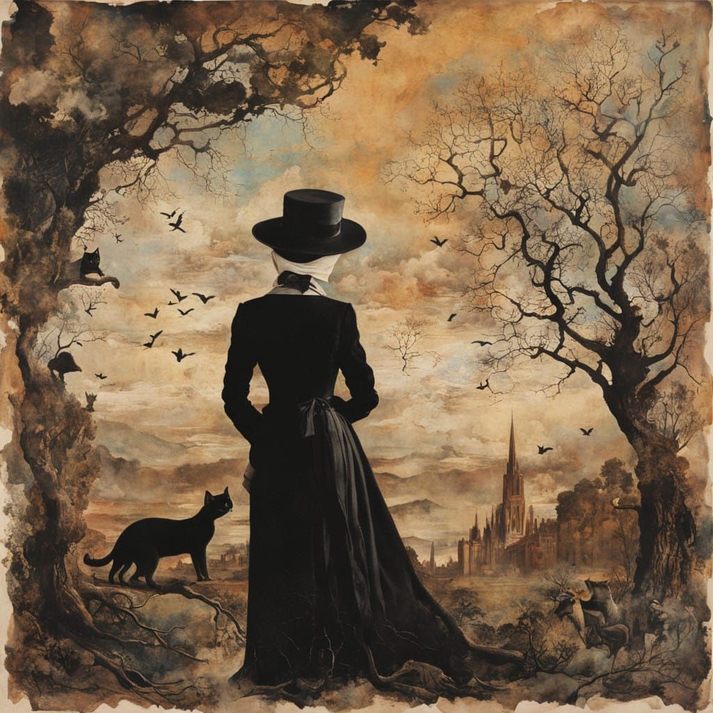 Surreal Vintage Gathering of Eccentric Figures in a Twisted....