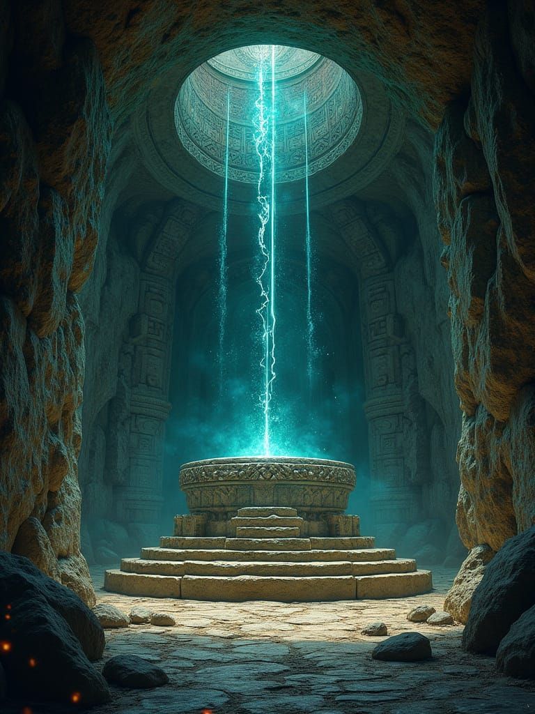 Mystic Chamber with Glowing Runes in Dark Fantasy Style