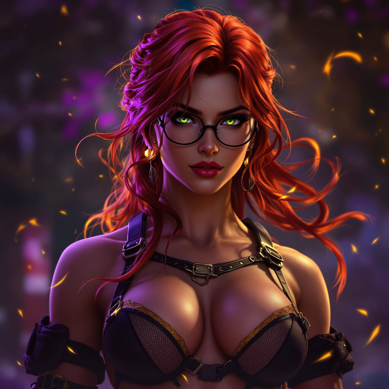 Dark Fantasy Concept Art of Muscular Red-Haired Woman
