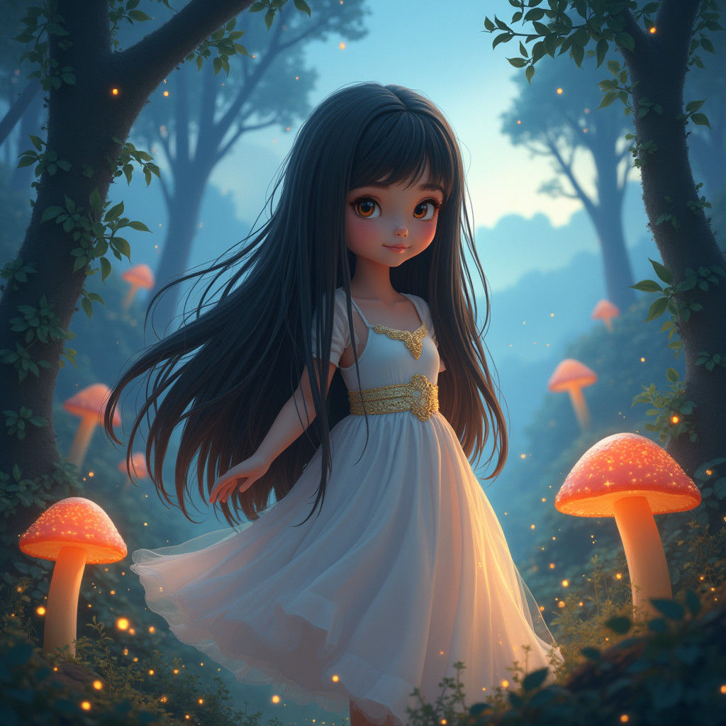 Enchanted Forest Girl in Fantasy Matte Painting