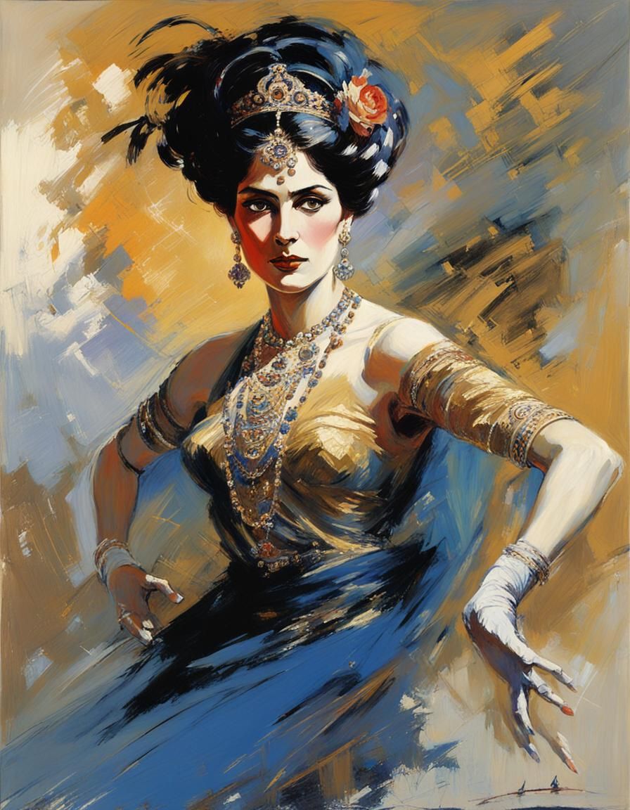 Mata Hari Portrait in Acrylic Style