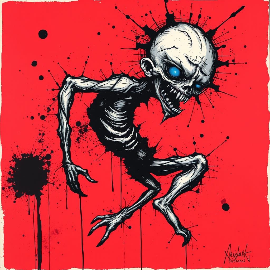 Ethereal Horror in Dark Ink Splatters