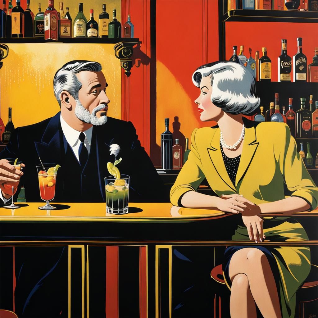 Jazz Bar Comic Scene in Ligne Claire Style