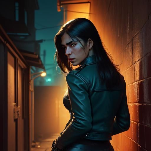 Mexican Woman Detective Examines Alley Stain, Hyperdetailed ...