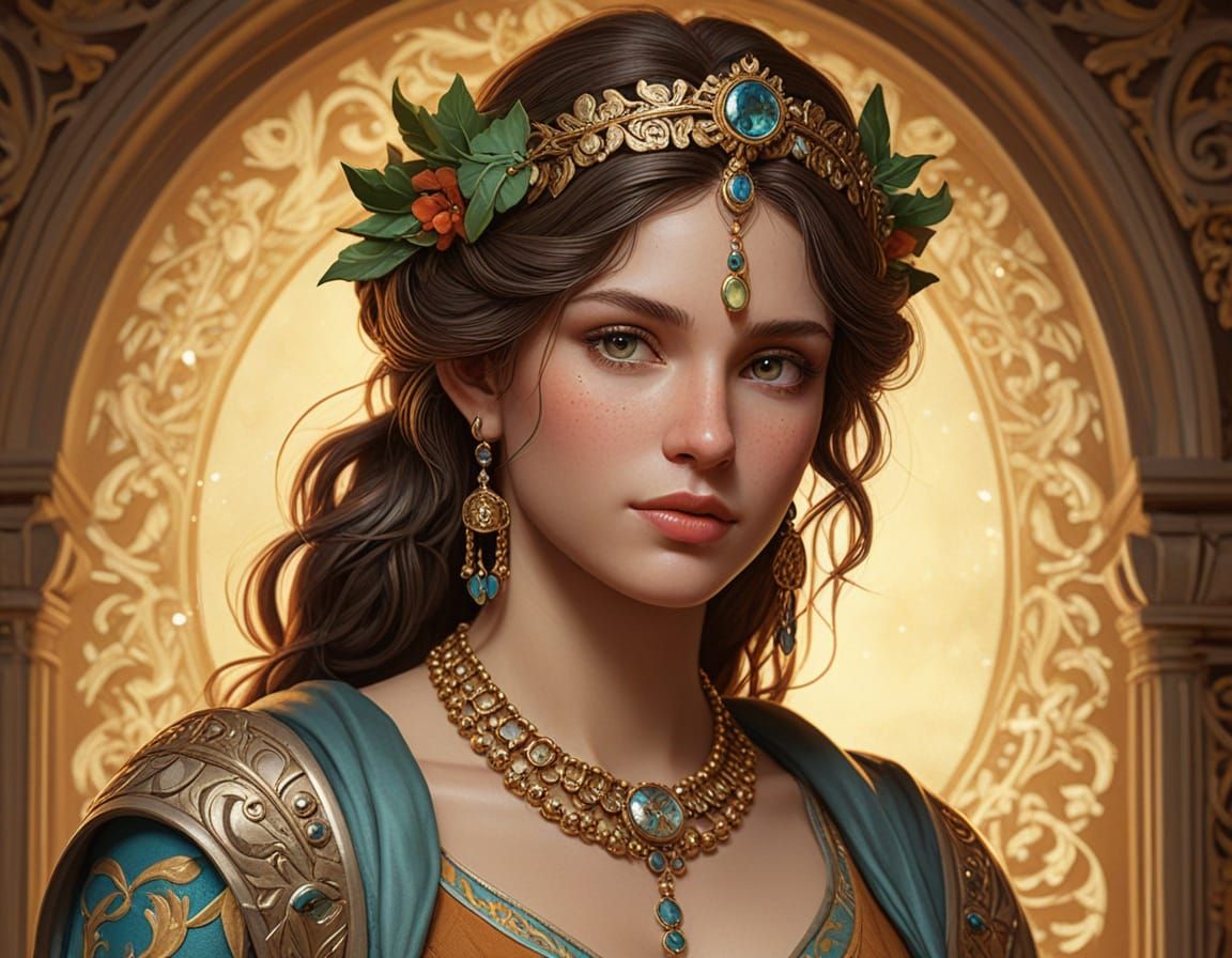 Regal 1st Century Woman in Golden Glory