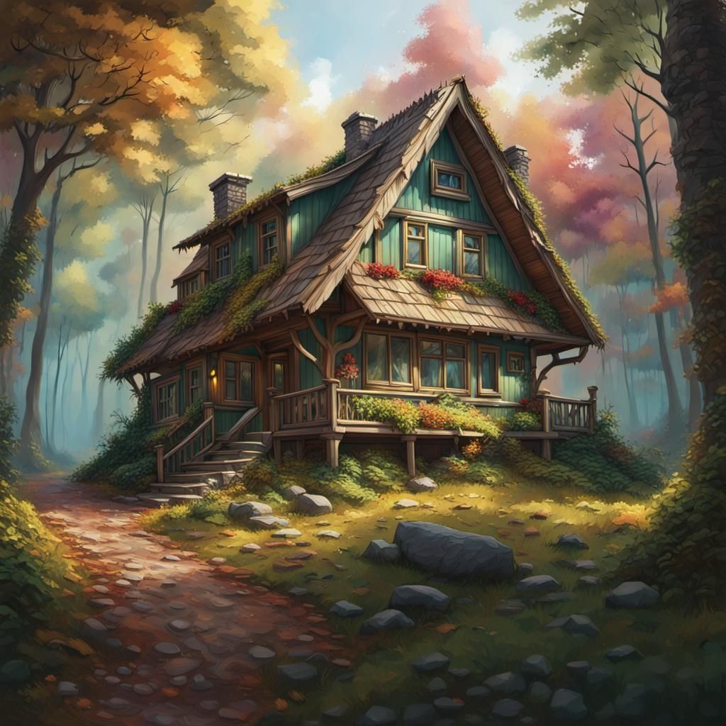 Cottage in the peaceful forest