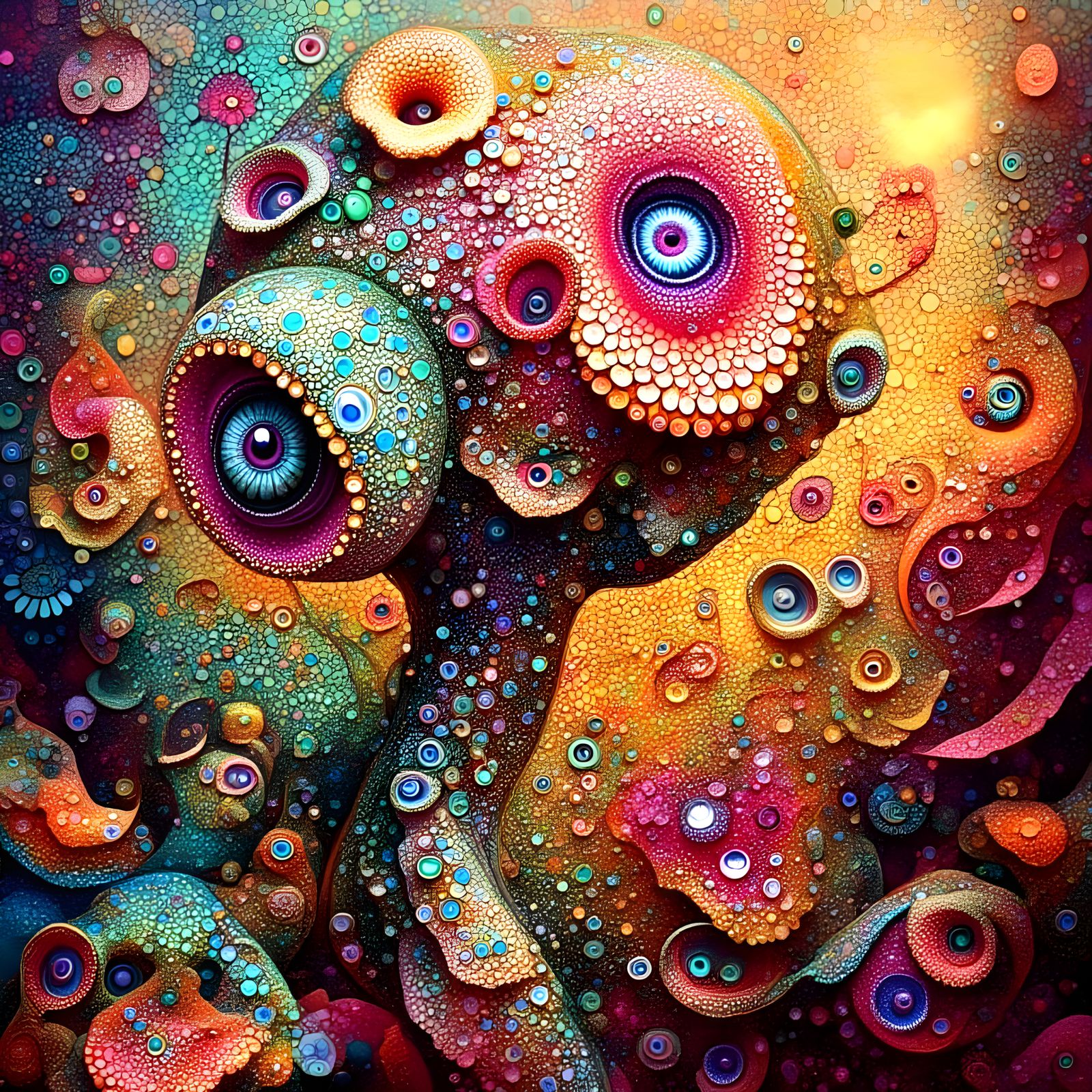 Intricate Fractal Flower Landscape in Psychedelic Style