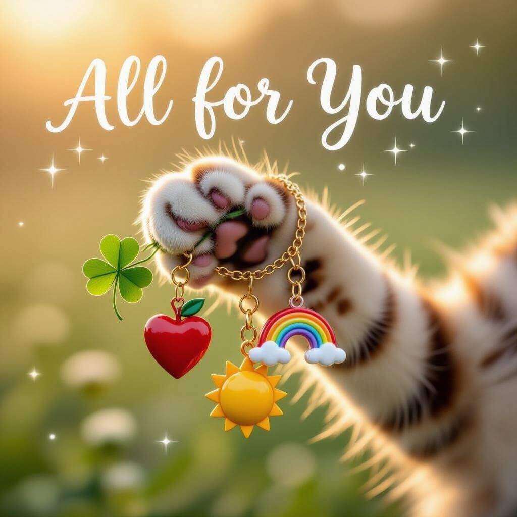 Cat Paw Holding Lucky Charms in Pastel