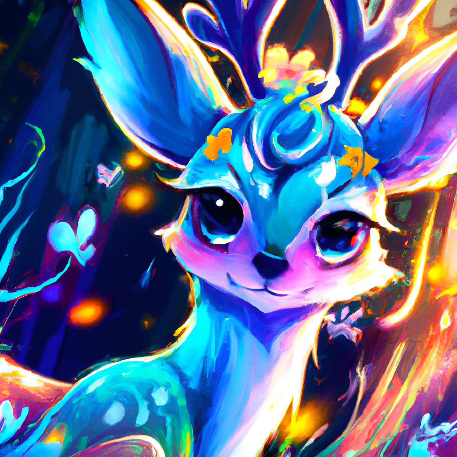 Cutest Deer in Forest, Splash Art Style