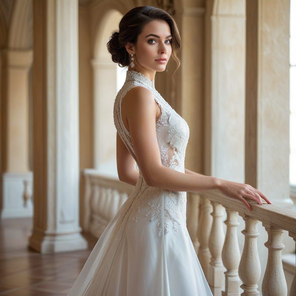 Elegant Woman in White Attire