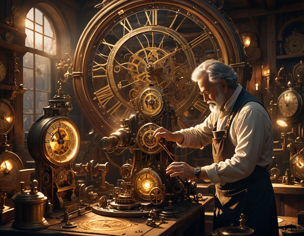 Watchmaker Repairs Human Clock in Cozy Workshop