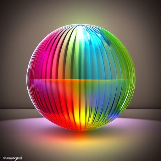 Rainbow Orb: Photorealistic 3D Glass Art