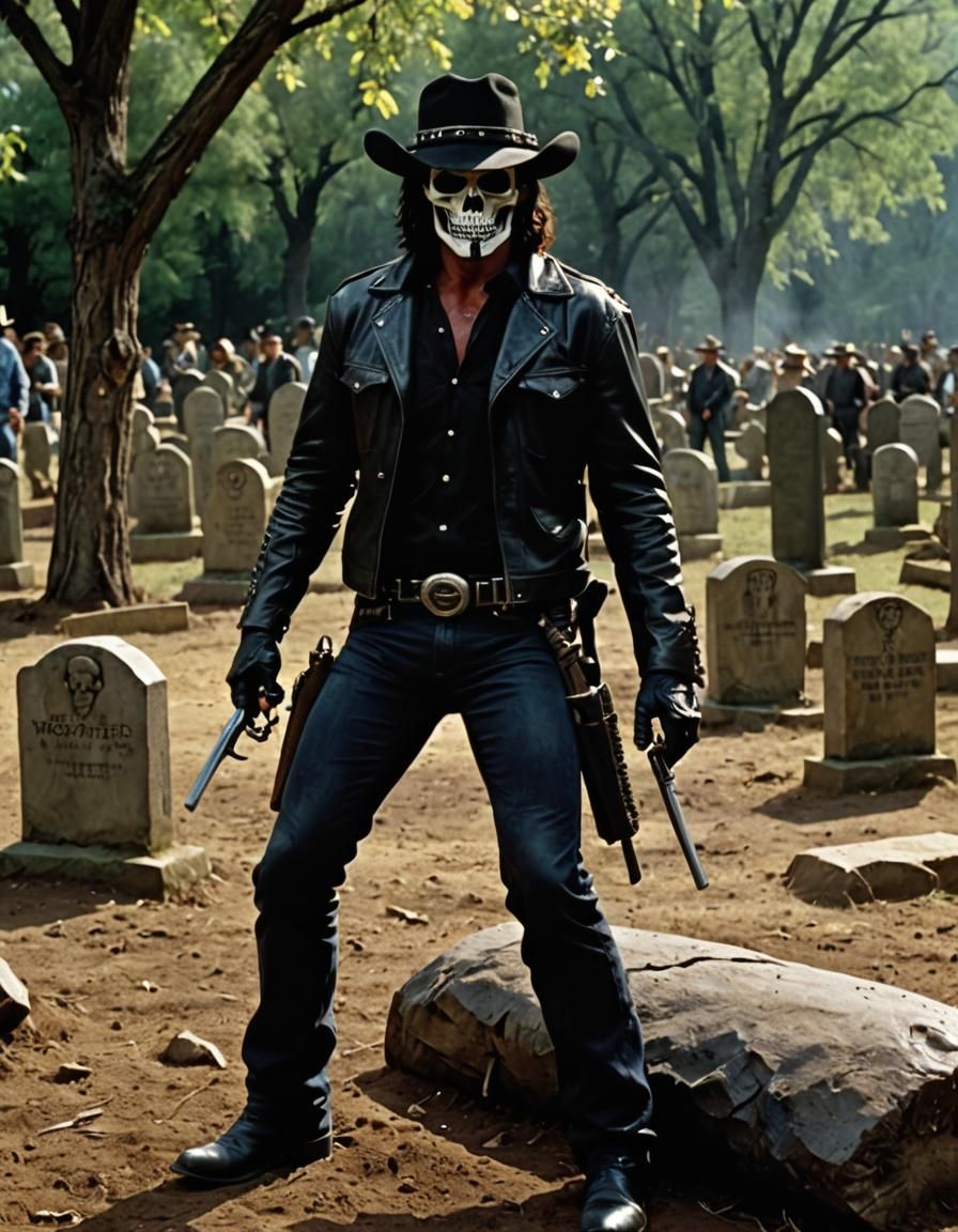 Eerie Skull Cowboy Character Illustration