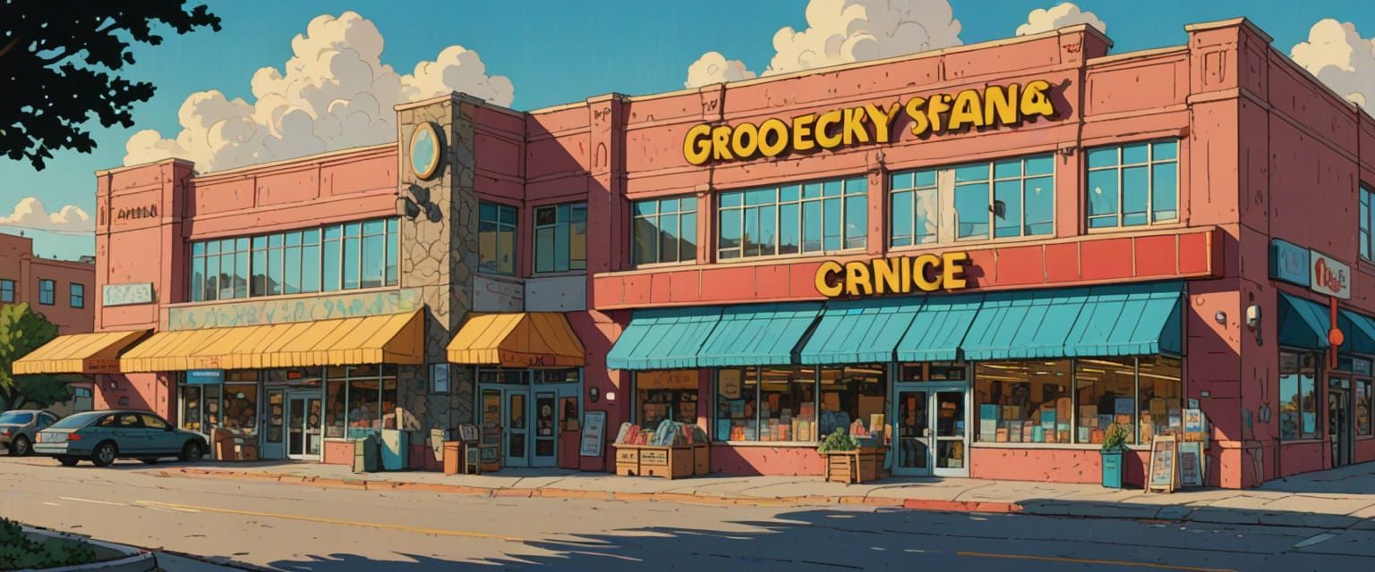 Big Box Grocery Store in Comic Book Style