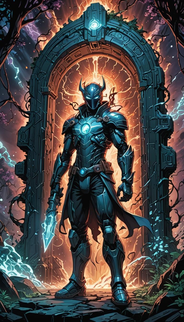 Enigmatic Portal in Comic Book Style