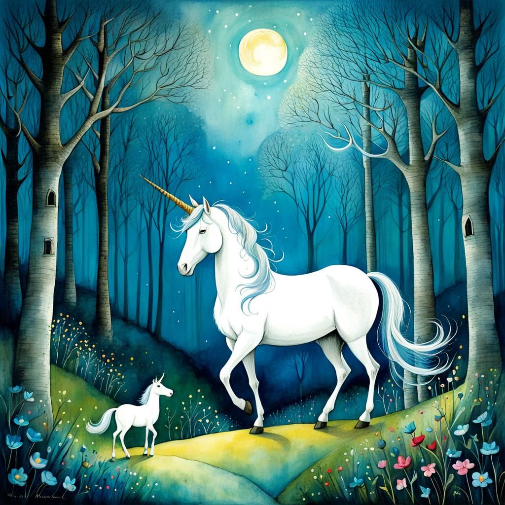 The Last Unicorn: Whimsical Magical Illustration