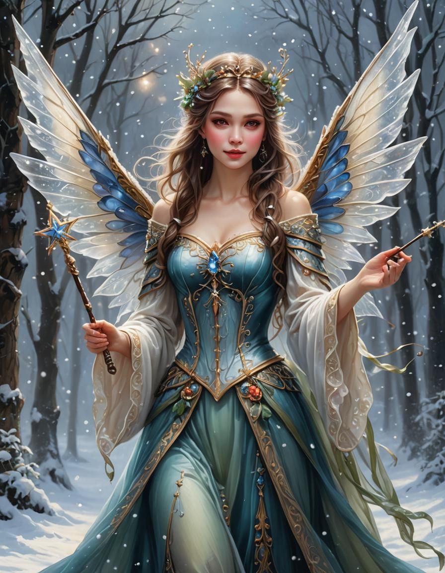Winter Fairy Portrait in Oil on Canvas