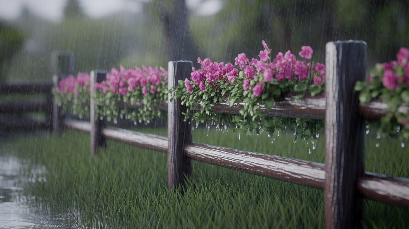 Whimsical Woodland Scene in Gentle Rain