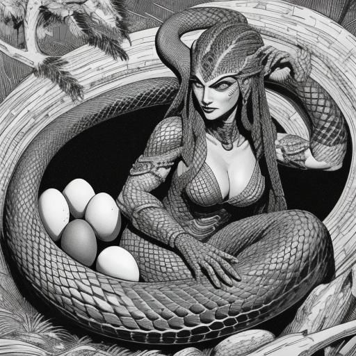 Serpent Woman Guarding Her Nest