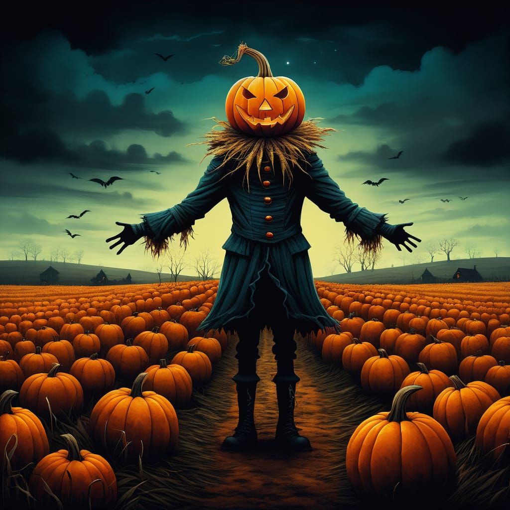 Gloomcore Scarecrow in Spooky Autumn Field