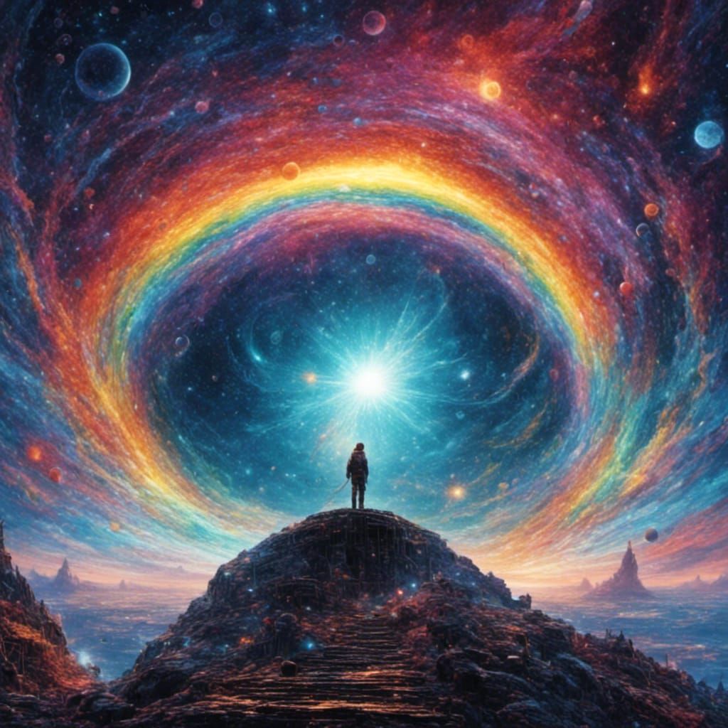 Epic Space Rainbow Blackhole in Digital Art Style