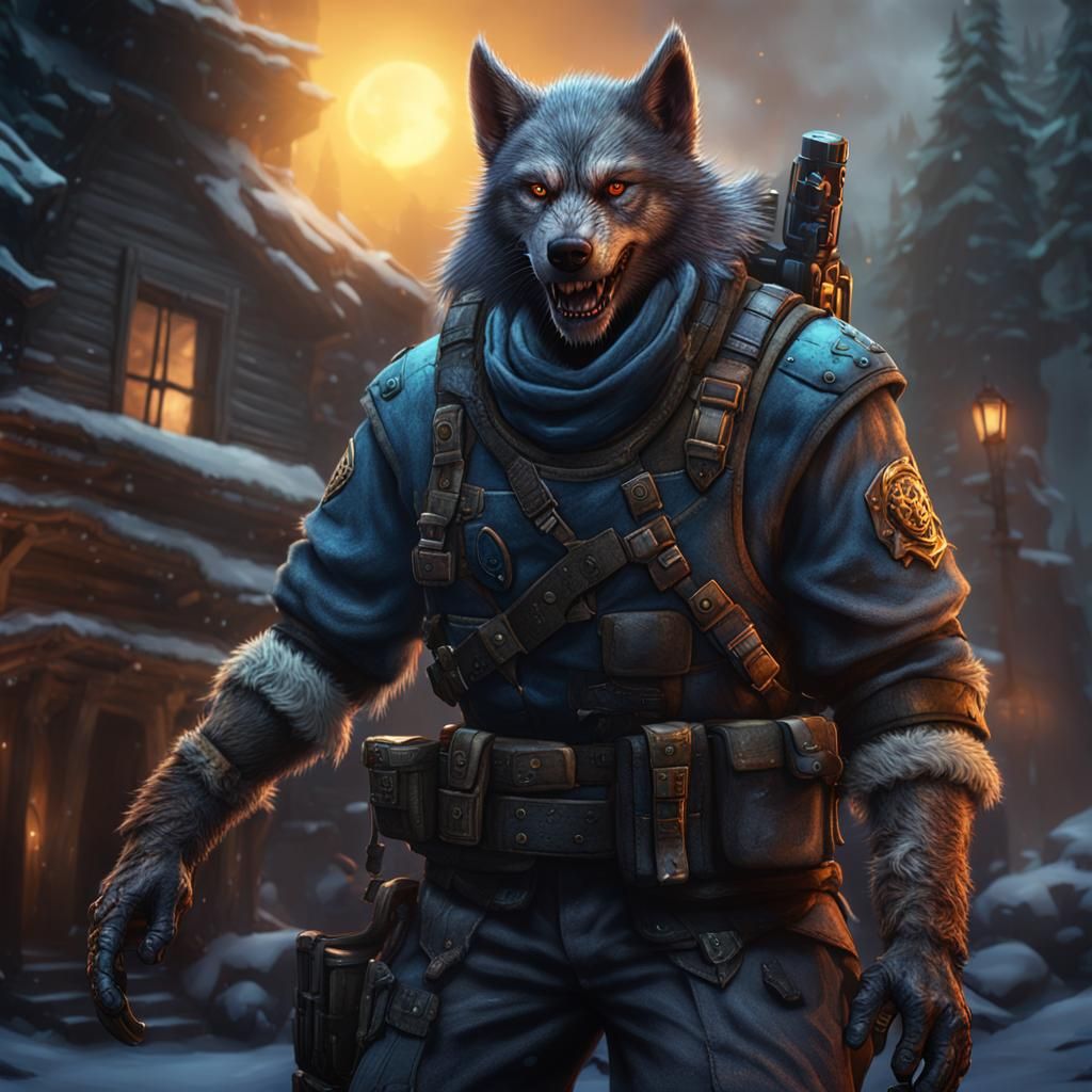 Female Werewolf Sapper in Detailed Matte Painting