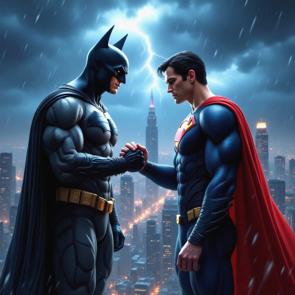 Iconic Heroes Unite in a Classic Oil Portrait