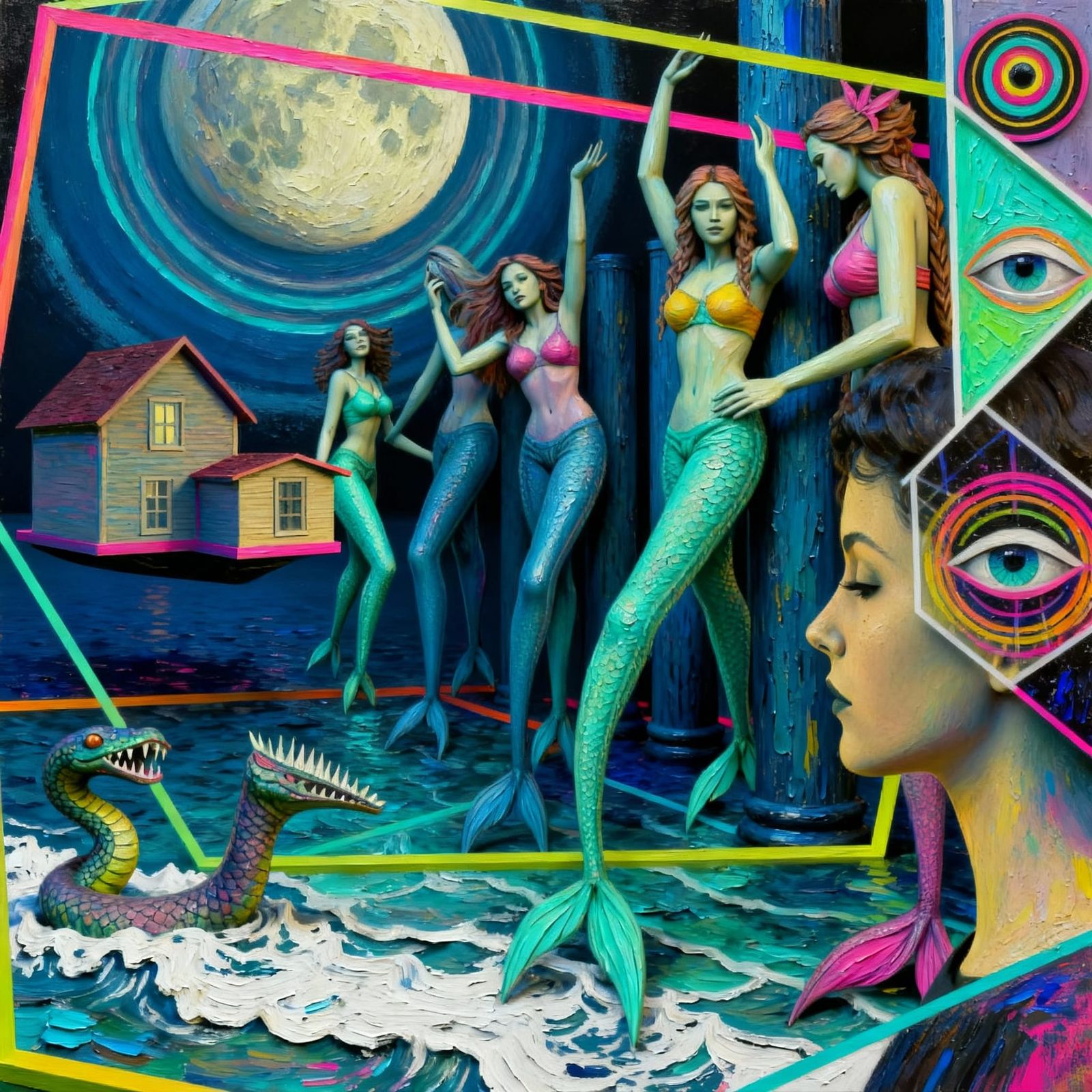 Surreal Geometric Collage of Impossible Objects