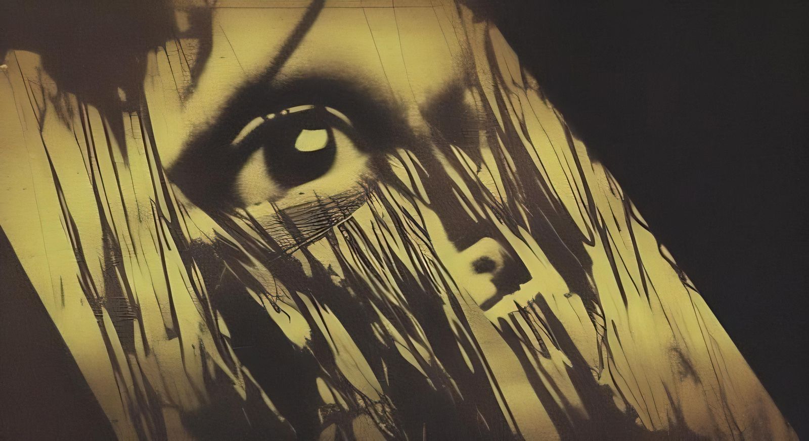 Disturbing Demonic Close-up in Analog Horror Style