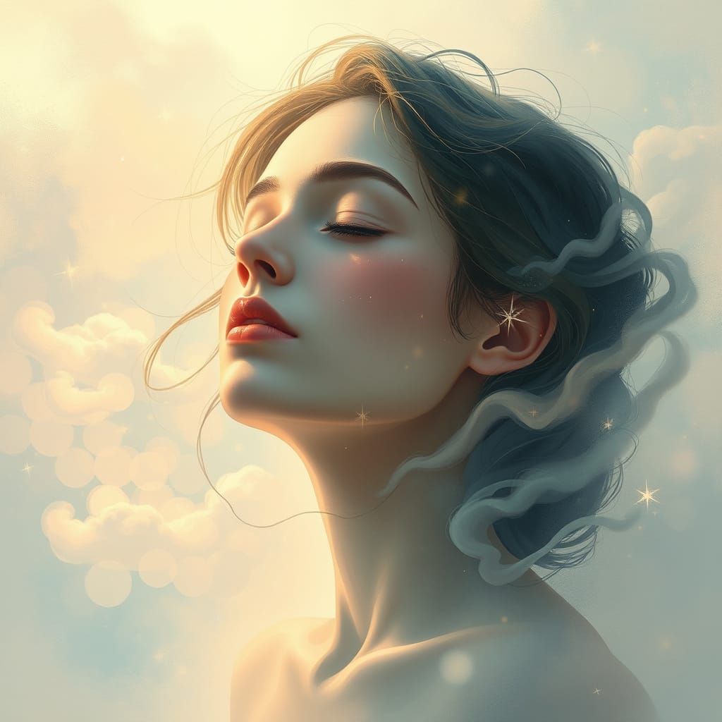Serene Dreamer in Whimsical Digital Art
