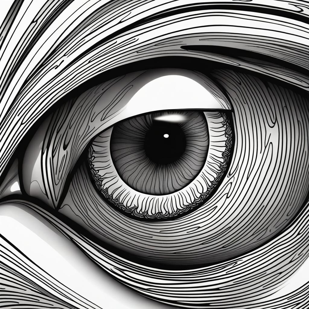 Detailed Line Art Eye with Abstract Elements