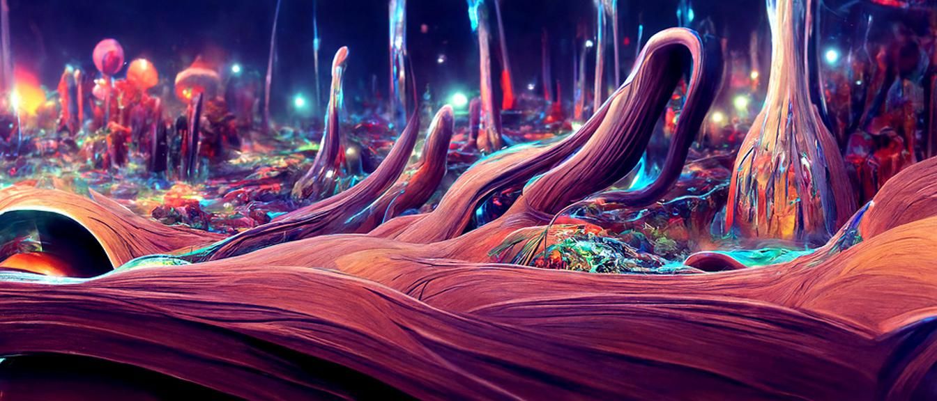 River Tethys Flowing Through Alien Landscape