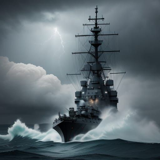 Naval warfare Cinematic film still, shot on v-raptor XL, fil...