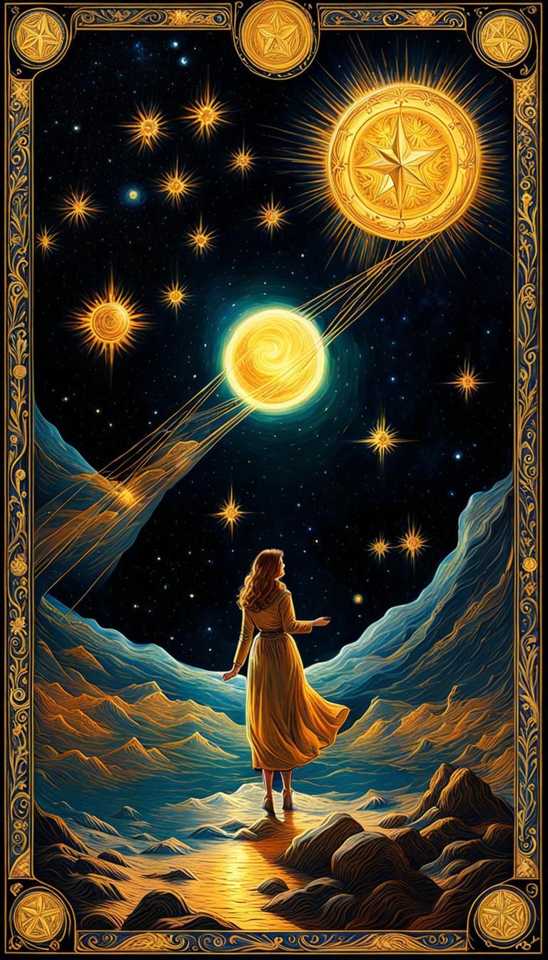 The Star Tarot Card in Impasto Style