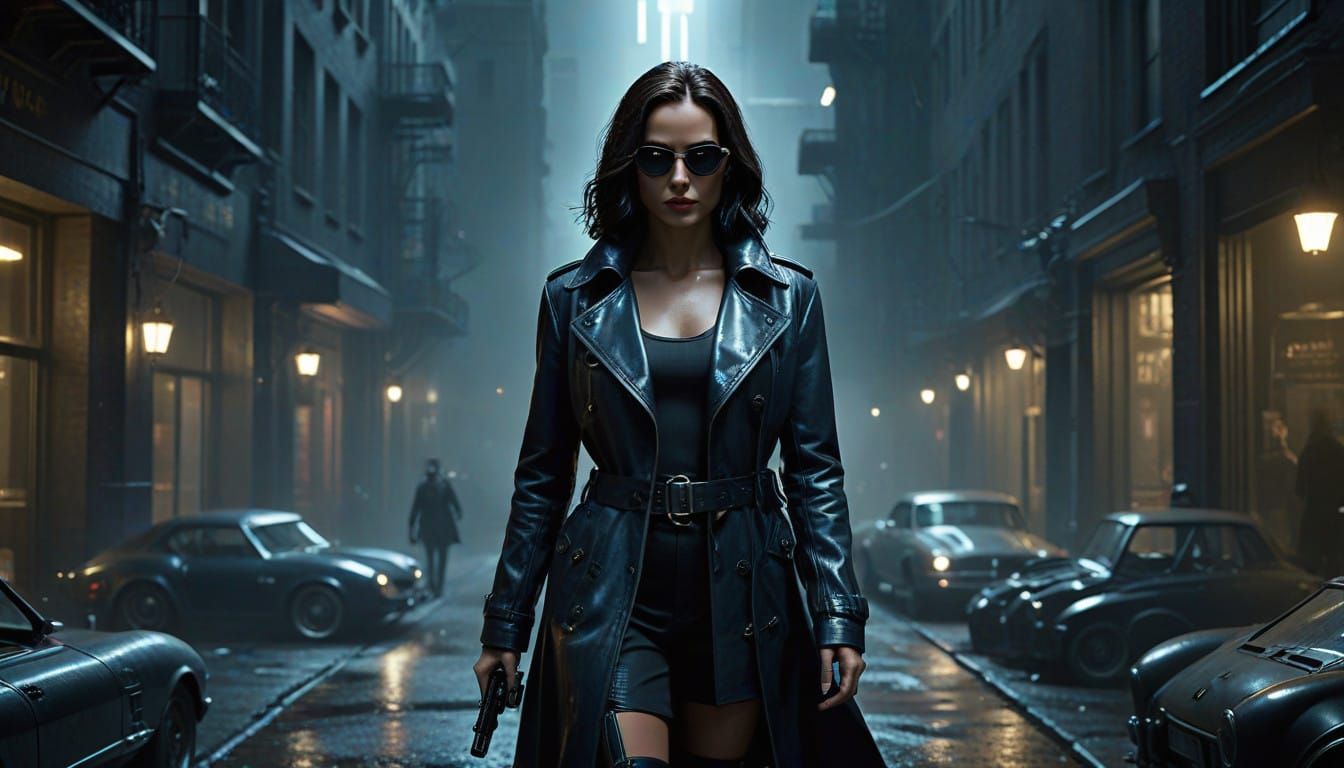 Mona Lisa as Futuristic Heroine with Guns