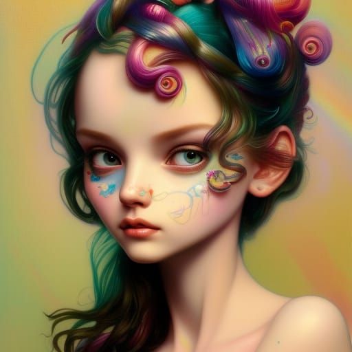 Surreal Fairy Portrait in Pop Art Style
