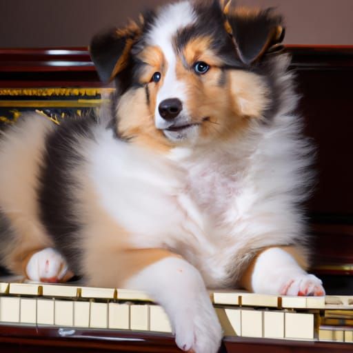 Sheltie Puppy on Piano