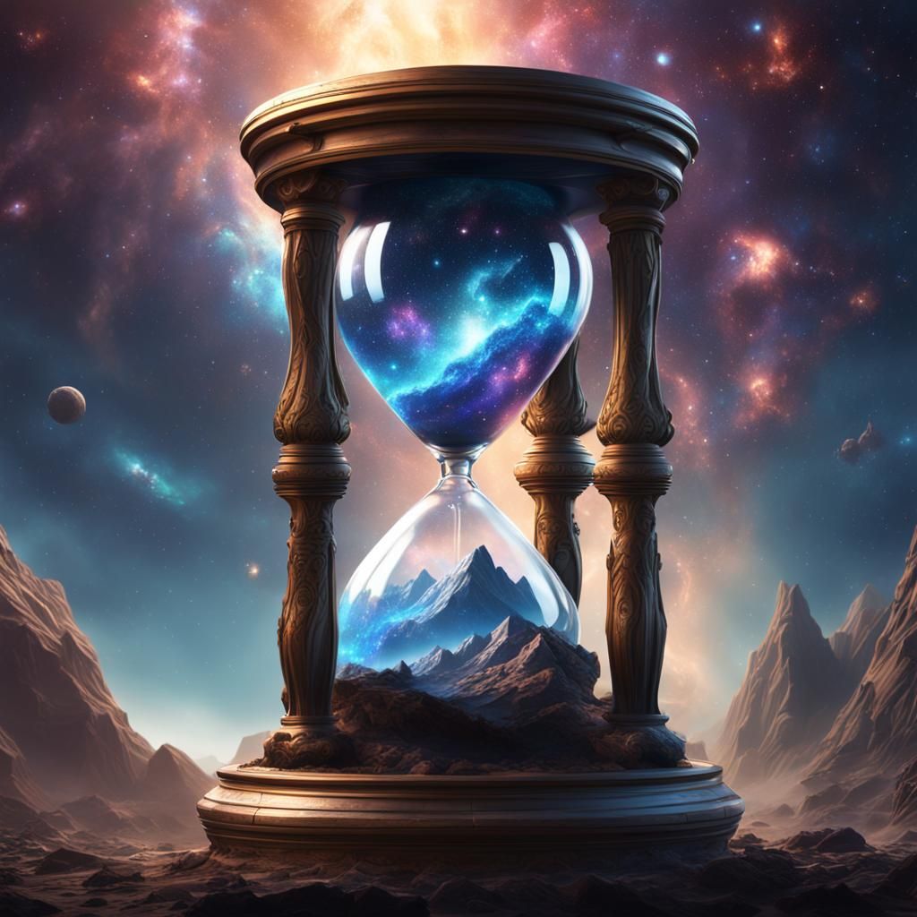 Hourglass Containing a Galaxy: Detailed Matte Painting