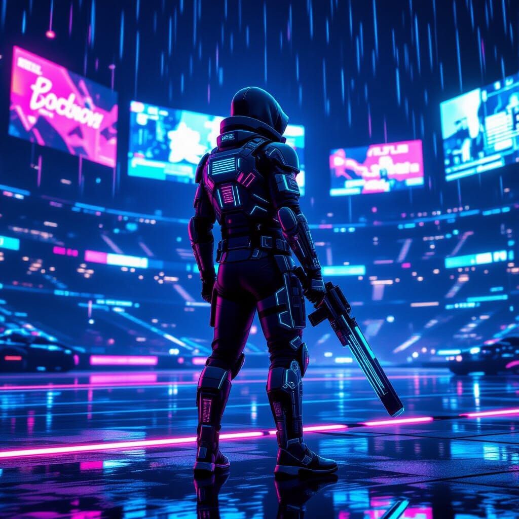 Cyberpunk Athlete NFT Collectible Card in Neon Stadium