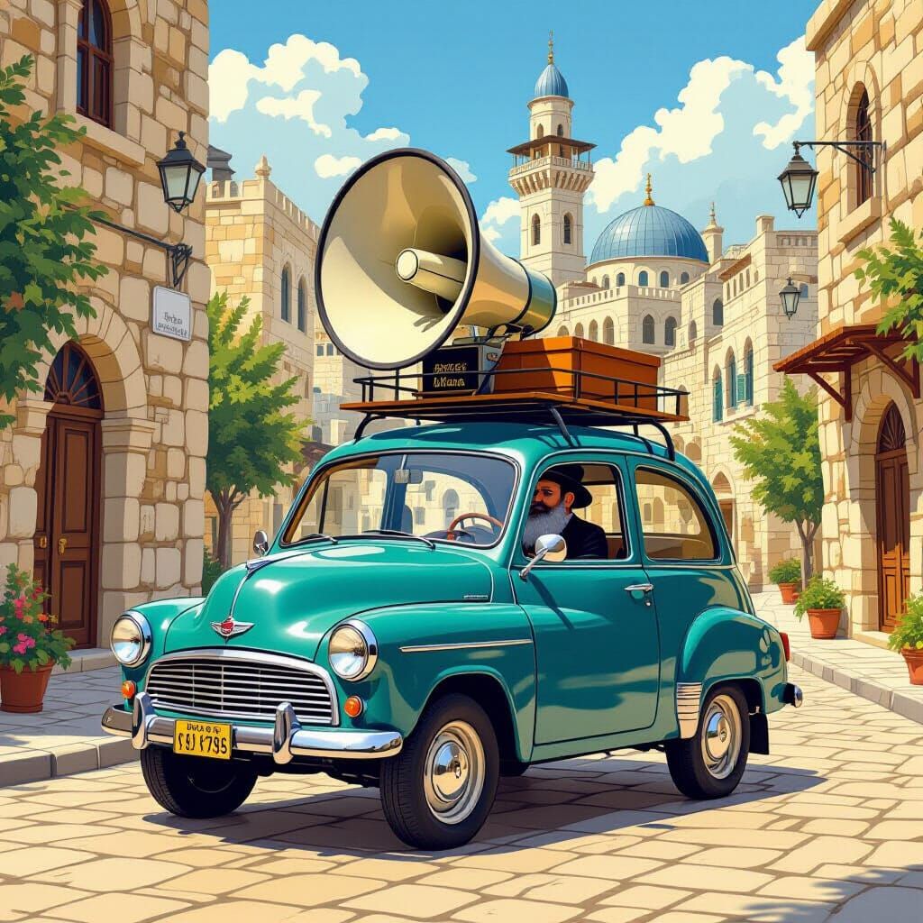 Jerusalem Funeral Announcement Vehicle Digital Art